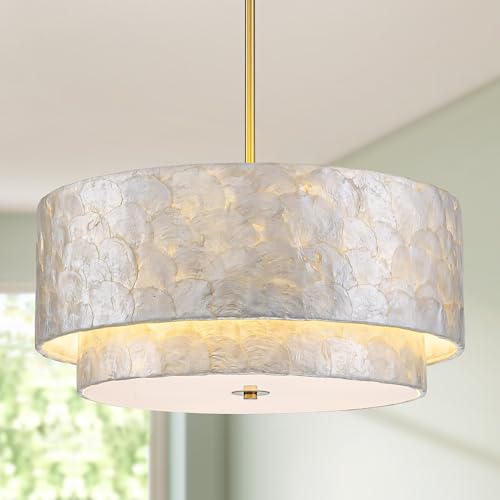 Pine Flicker 5-Light Drum Capiz Shell Chandeliers...
