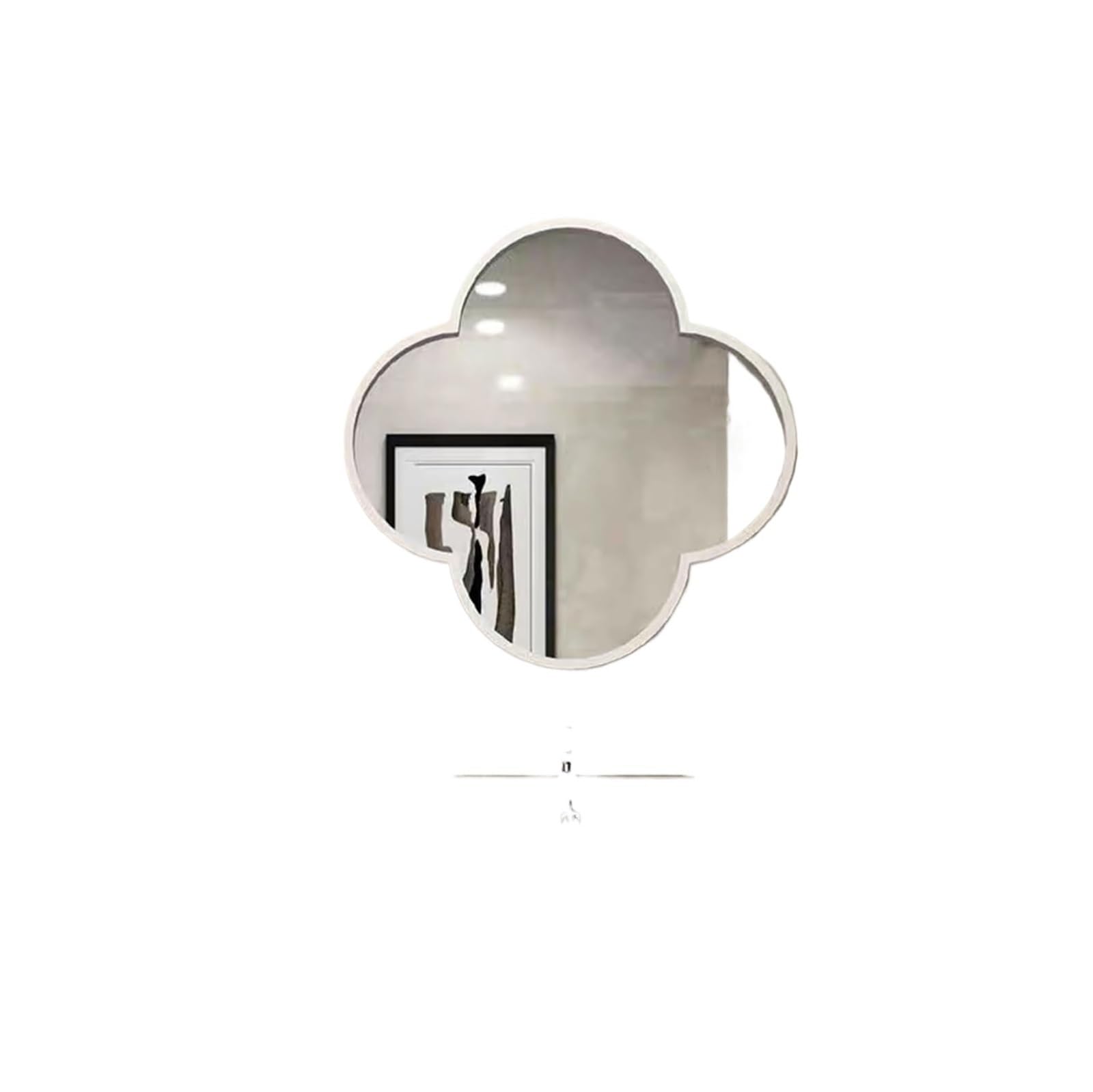 Miroir de chambre trèfle blanc 80cm suspendu entrée salon et bain