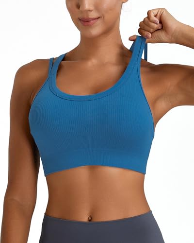 Image of Sports Bras for Women HIigh Support, Criss-Cross Back Padded Strappy High Impact Sports Bras for Women Large Bust
