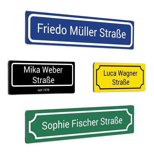 Straßenschild - Schild mit Wunschtext - Schilder selbst gestalten - Straßenschilder mit Wunschtext - Metall Schild personalisiert - Namenschild / Strassenschild mit Wunschtext - Wetterfest (65x15 cm) Cover