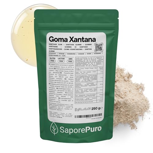 Saporepuro Goma Xantana en polvo 250 gr - espesante natural - ideal para helados, salsas, sorbetes, gel, masa para pizza, mixología, cocina molecular