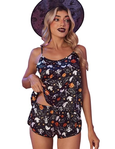 Image of Ekouaer Silk Pajamas Set for Women Satin Backless Lingerie Pjs Cami Top and Shorts Nightwear