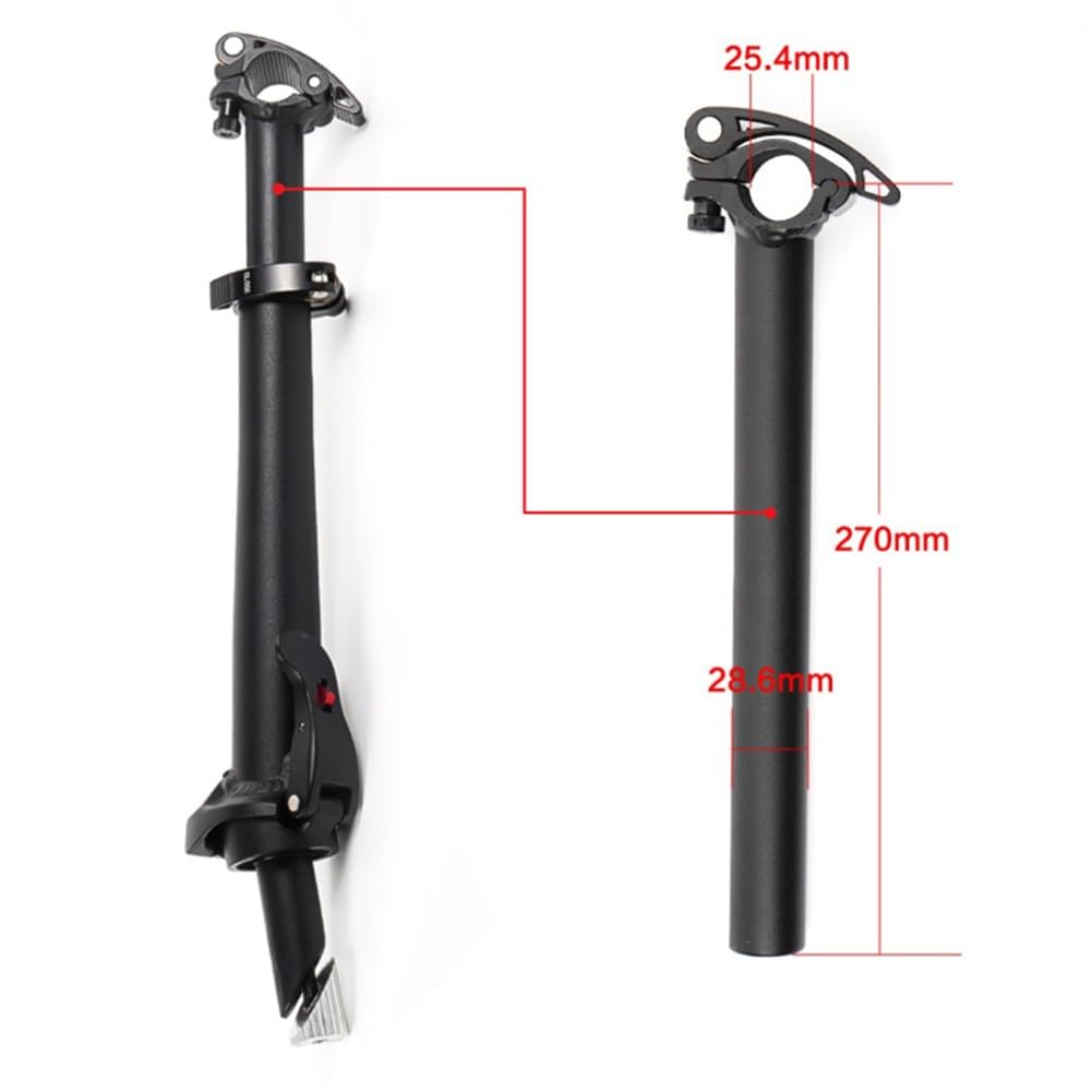 Regolabile Pieghevole per Manubrio Della Bicicletta Riser 28.6mm Bici Elettriche, Lega di Alluminio Attacco Anteriore con Regolazione Altezza, 270mm, Nero