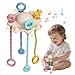 ROWFEN Sensorik Spielzeug Baby - UFO Spielzeug Baby mit Ziehfunktion zur Sensorik-Förderung, mit integrierter Rassel und weichem Druckknopf, sicher und leicht zu reinigen (Creme)