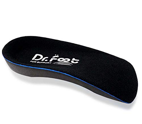 Dr. Foot's 3/4 Length Orthotic Inserts, Self-Adhesive Half Shoe Insoles for Flat Feet, Plantar...