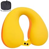 COOLBEBE Kids Travel Neck Pillow, Toddler Neck Pillow for Traving, Softly Double Support Pillow for Car & Airplane, Traveling Gifts for Toddler & Children(1, Yellowish Orange)