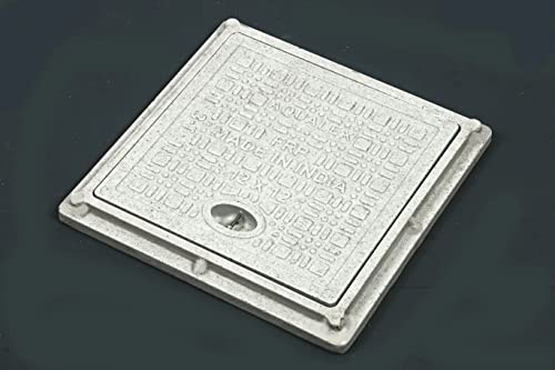 Image of Fiber Reinforced Polymer (FRP) Durable Manhole Cover | 2.5 Tons Capacity Manhole Cover | Chamber Cover | Sump Cover (12 X 12 Inch, White)
