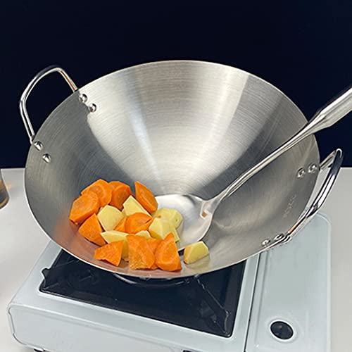 Wok de acero inoxidable con doble asa y fondo redondo 30cm miniatura 2