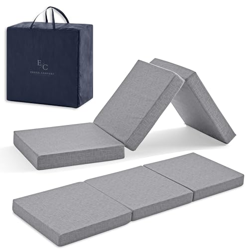 Colchones Plegables Invitados 65x195 Espuma HD de Memoria Transpirable. para Camper, Camping. Muy Versátil. Funda Lavable y Bolsa de Transporte. Altura 10 cm Color Gris.