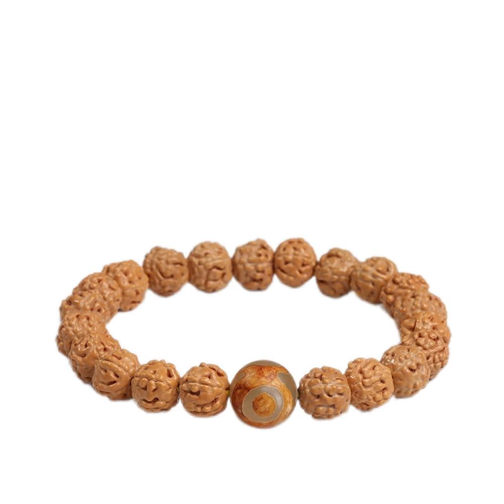 YNIYUJKL Beaded Bracelets, Mala Bead,Buddhist Rosary, Bodhi Beads Bracelet Indonesia Rudraksha Bodhi Bracelet Single Circle Buddha Bead Bracelet Unisex For Meditation,Yellow_10*9 mm