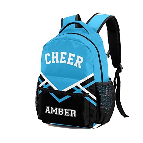 Personalized Cheerleaders Blue Black with Name Text Custom Backpack for Sport Camping Picnic, 12.2(L)x5.9(W)x16.5(H) Inch2