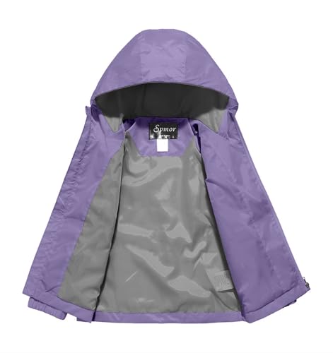 Image of Boys Girls Rain Jackets Lightweight Waterproof Hooded Raincoat Lined Windbreakers for Kids