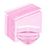 Generic 50 Pack Pink Disposable Face Mask for Adults, Solid Pink Breathable 3-Ply Earloop Full Face Protection for Women & Teen Girls