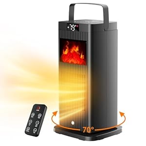 2024 New Version Space Heater, ETL & UL Certified Portable Space Heaters with Fireplace Flame Effect 1500W Oscillating Electric PTC Ceramic Room Heater for Indoor Use,Bedroom,Office,Desk,Garage