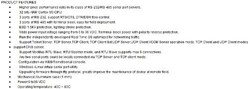 Gowe® 3 Ports Serial Device Server + Modbus Gateway RS-232 RS485/422 to Ethernet TCP/IP