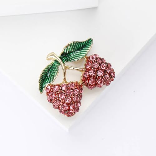 Image of Enamel Fruit Brooch for Women Rhinestones Fruit Lapel Pin Elegant Fruit Brooches Jewelry Gift, Perfect for Dresses Hat Bag