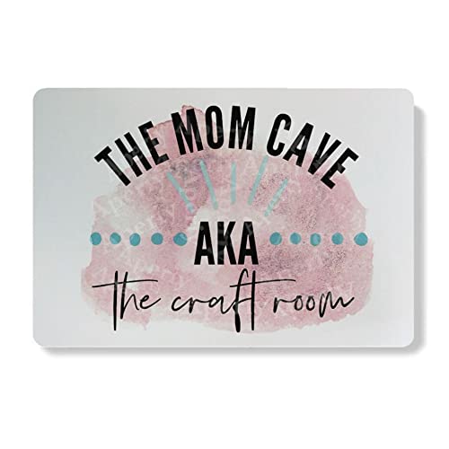 Vintage Metal Tin Sign Cute Craft Room Sign The Mom Cave Tin Wall Decor Gift For Mom Office Sign Watercolor rendering Friendship Affection Housewarming Gifts Present For Her Aluminum Sign 8 X 12 IN