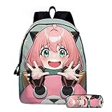 mochilas escolares para mujer 2018 Diseño de anime: una mochila de dos piezas diseñada según Anya Forger, que incluye una mochila grande y una bolsa para lápices.
