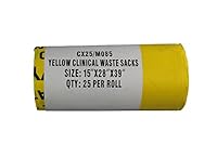 Hanfare CX25/M085 Abfallbeutel, biologische Gefährdung, strapazierfähig, Gelb, Packung mit 25 Stück