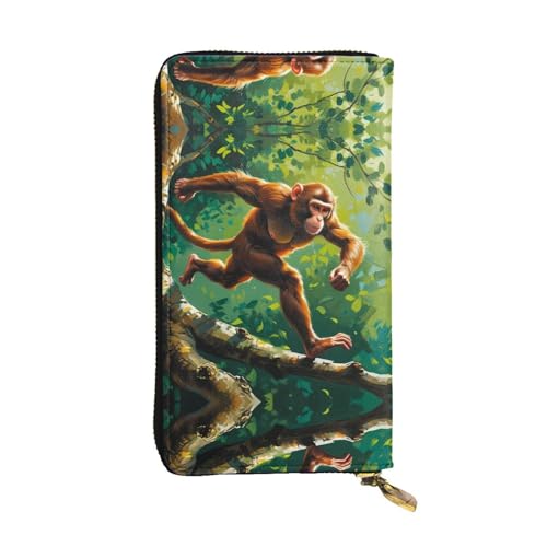 Portefeuille long en cuir Macaques on the Tree 19 cm avec porte-cartes