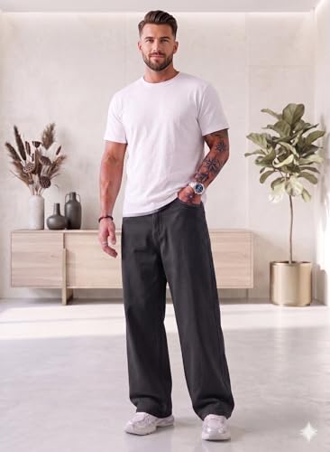 Buy ROTUS BLUE Loose Fit Mid Rise Dark Grey Men Denim Jeans - Image 5