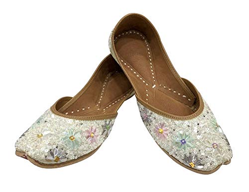 Stop n Style Punjabi Jutti for Ladies - Mirror Work Indian Bridal Shoes Ethnic Gold2