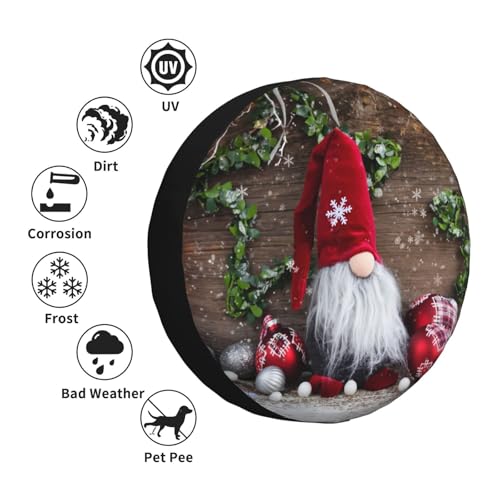 Image of Christmas Gnome Spare Tire Cover Winter Weatherproof Universal Wheel Protectors Christmas New Year Wheel Covers for Rv Camper Travel Trailer SUV Truck 16 Inch Holiday Xmas Decor