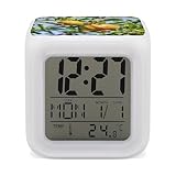 FekiLoot Sveglia con albero di melograno con 7 colori che cambiano la luce notturna sveglia digitale con schermo a LED Sleep Trainer orologi decorativi per la stanza piccoli orologi digitali da