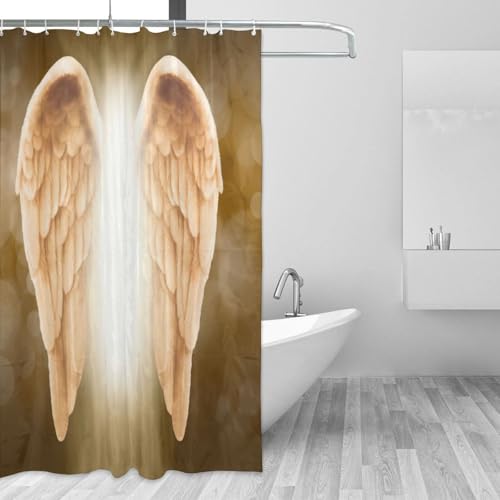 Rideau de douche polyester ailes d'ange 183x183 cm avec 12 oeillets