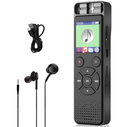 128GB Diktiergerät, Mini Aufnahmegerät mit Wiedergabe und sprachgesteuerter, Voice Recorder mit Rauschunterdrückung für Vortrag/Interviews/Klassen/Meeting