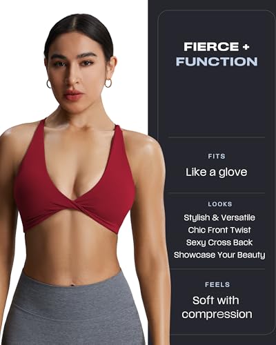 Image of Aoxjox Women's Workout Sports Bras Fitness Metamorph Sienna Twist Bra Yoga Crop Tank