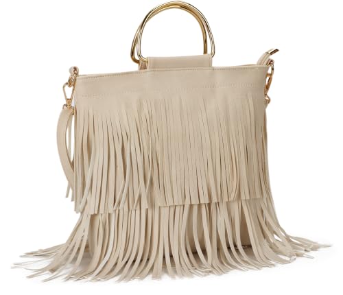 Imagen de EVEOUT Bolso Bandolera con borlas para Mujer Bolso con borlas Moda Bolso con Flecos Bolso de Mano de Estilo Sencillo Bolsos de Hombro niñas