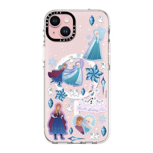CASETiFY Clear iPhone 15 Plus Case [Frozen Co-Lab/Not Yellowing / 6.6ft Drop Protection/Magsafe] - Frozen Friends Stickermania - Clear