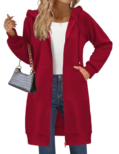 Zeagoo Women's Zip Up Hoodies Long Sleeve Long Tunic Sweatshirts ...