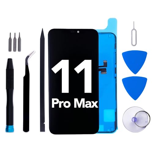 for iPhone 11 Pro Max Screen Replacement Kit 6.5 LCD Display 3D Touch Digitizer Assembly with Frame Adhesive and Repair Tools (Model A2218 A2161 A2220)