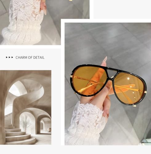 IKANOO Oversized Aviator Sunglasses for Women Men Trendy Large Big Double Bridge Shield 70s Sun Glasses3
