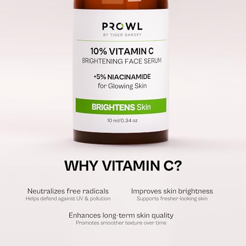 Image of PROWL by Tiger Shroff 10% Vitamin C Serum for Daily Glowing Skin | Reduces Dark Spots & Evens Skin Tone for Men | Face Brightening Serums for All Sensitive Dry Oily Combination Skin Care | 10ml