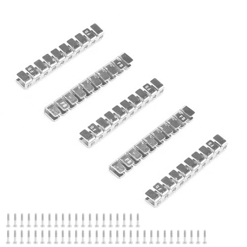 SHENGYIG 5 Piezas Terminales de Riel DIN 10n, 10-10 Accesorios de Bloque, Espacio Entre Orificios de 6,5 mm, Plateado, Modular de Tierra de Tornillo, para Cableado de Equipos