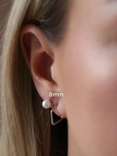 Miniatura 4 de Aretes de perlas de tuerca Renkovte para mujer, aretes planos de perlas con cierre de tuerca para hélice de cartílago, aretes de cartílago, joyería