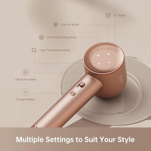 Image of Dreame Glory Hair Dryer, Fast Drying, 300 Million Negative Ionic Blow Dryer, 110,000 RPM Motor High-Speed, Lightweight, Low Noise Hairdryer For Travel, Constant Temperature Hair Care, (Rose)