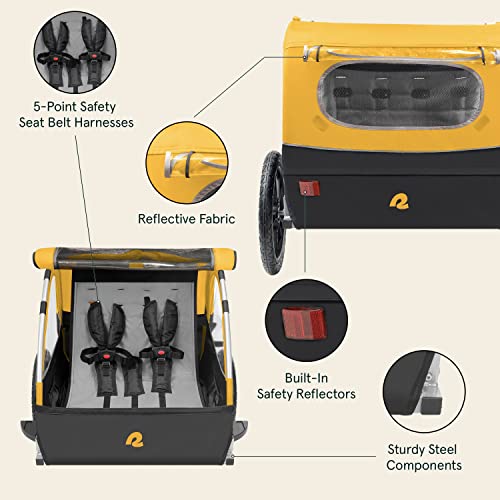 Image of Retrospec Rover Kids Bicycle Trailer Single and Double Passenger Children's Foldable