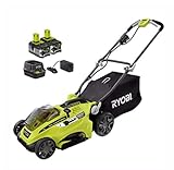 RYOBI 16 in. One+ 18-Volt Lithium-Ion Hybrid Walk Behind Push Lawn Mower Kit - with Batteries & Charger – P1121