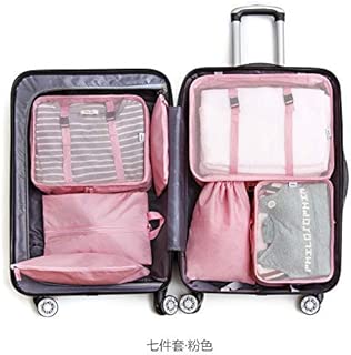 7 Pieces luggage travel organizer bag pink