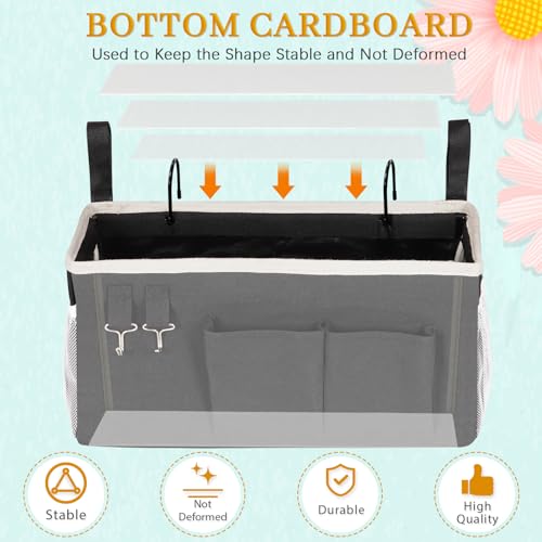 Image of Bedside Storage Caddy /Bedside Hanging Storage Bag for Headboards Bunk Beds Dorm Rooms Book Phone Magazine Holder (Black)