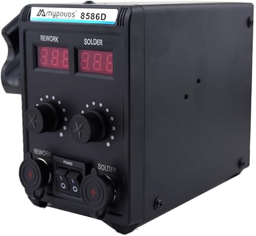 Miniatura 4 de Estación de soldadura 8586D+110V, pantalla digital dual LCD 2 en 1, estación de retrabajo SMD de pistola de aire caliente y soldador, 750 W