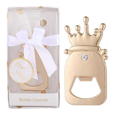 16 pcs Bottle Opener Baby Shower Favors Baby Bottle Shaped Wedding Party Souvenirs for Guests Cute Party Supplies Decoration Gift for Boy Girl Birthday with Individual Gift Box (Gold Bottle, 16) Cover