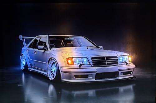 Samarkand - Lights LED-Bild mit Beleuchtung LED- Bilder Leinwandbild 65 x 45 cm Leuchtbild AUTO/SPORTSCAR - FRONT/Wandbild