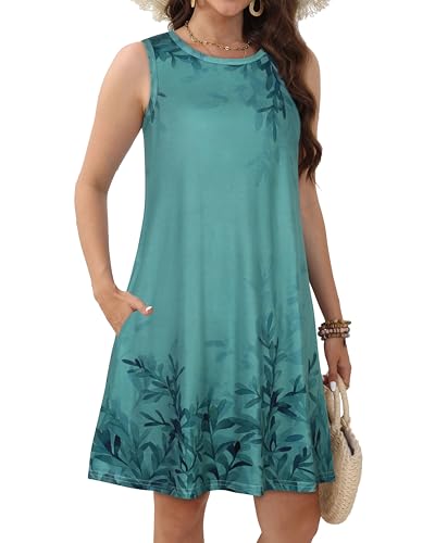 Image of JOLIGAL Womens Summer Dresses Casual Sleeveless Tshirt Sundress Beach Cover Up with Pockets Loose Tank Dress 2026