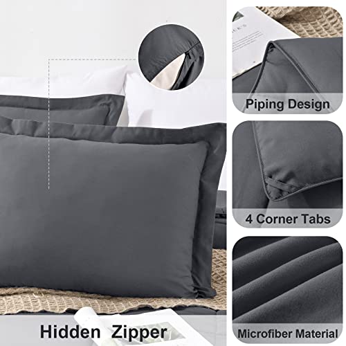 Homelike Moment King Comforter Set Grey Lightweight Comforter Set Down Alternative Comforter With 2 Pillow Shams - 3 Piece Bed Comforter Set All Season King Size Dark Gray #TOP4
