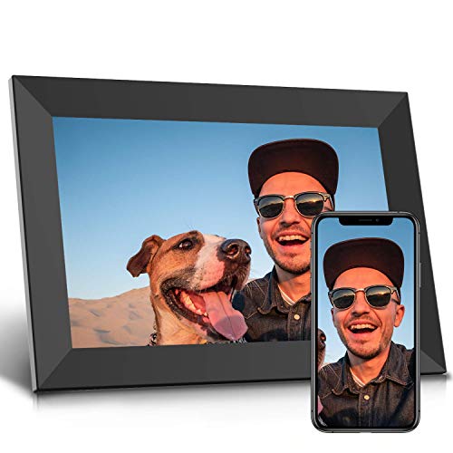 Jeemak Digitaler Bilderrahmen 10,1 Zoll WLAN Fotorahmen FHD IPS Touchscreen Mit Porträte oder Landscape Modus Fotos und Videos können jederzeit und von überall aus, über die App geteilt Werden
